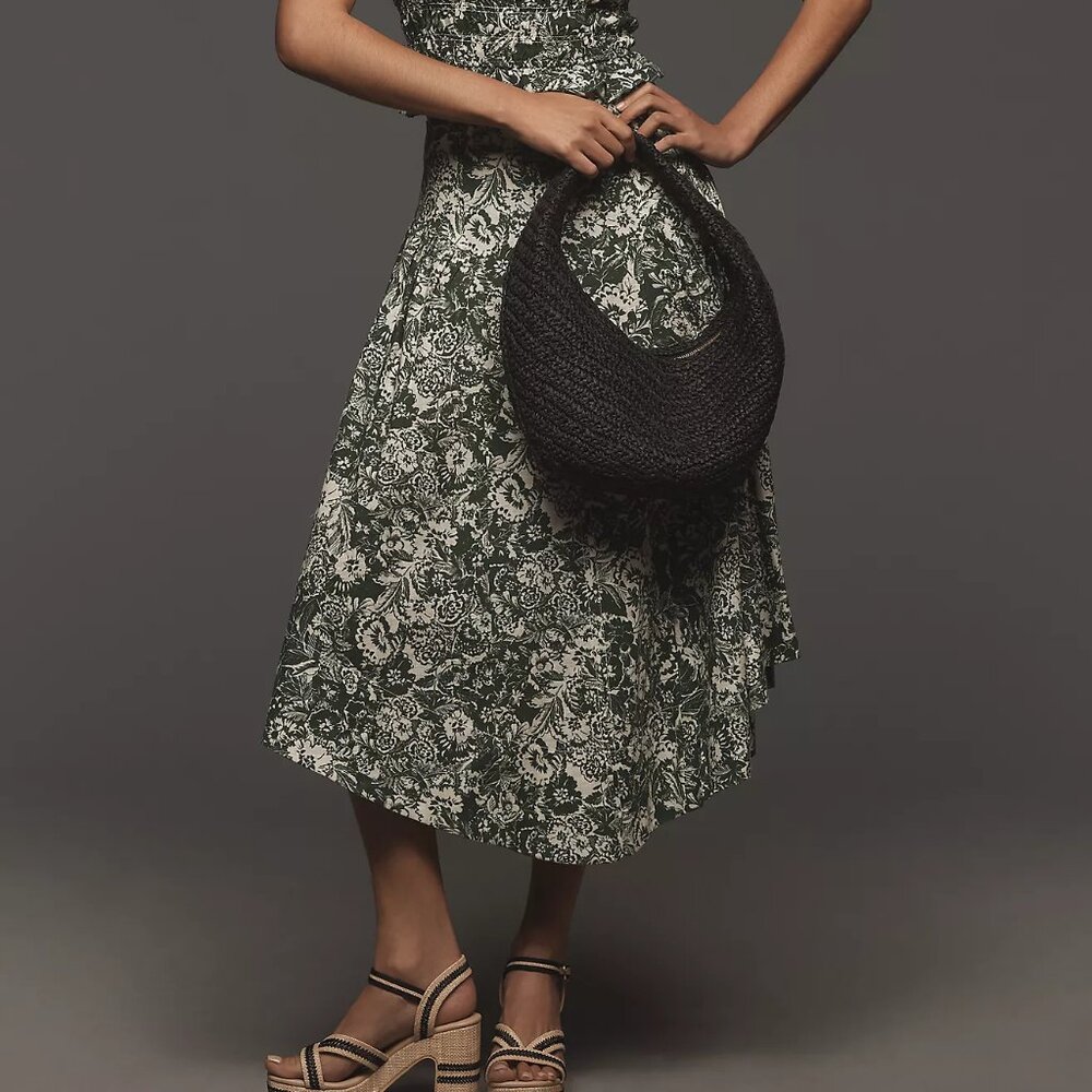 By Anthropologie Smocked Linen Twofer Skirt (NWT)